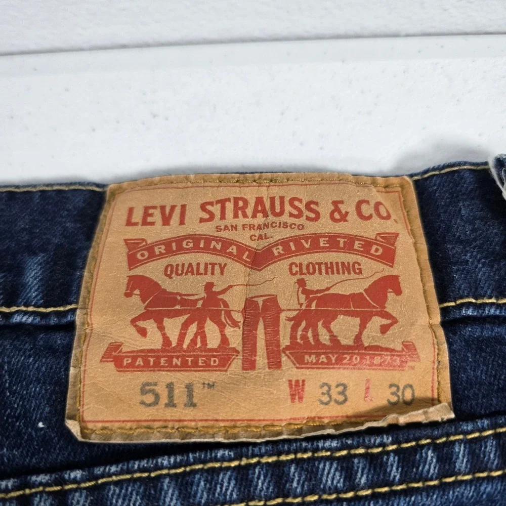 Levi's 511 Slim Fit Mens Dark Wash Blue Denim Jeans 33x30 0511